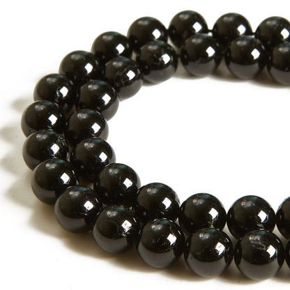 35pcs 10mm Black Tourmaline Beads Natural Gemstone Beads Round Loose Beads for Jewelry Making