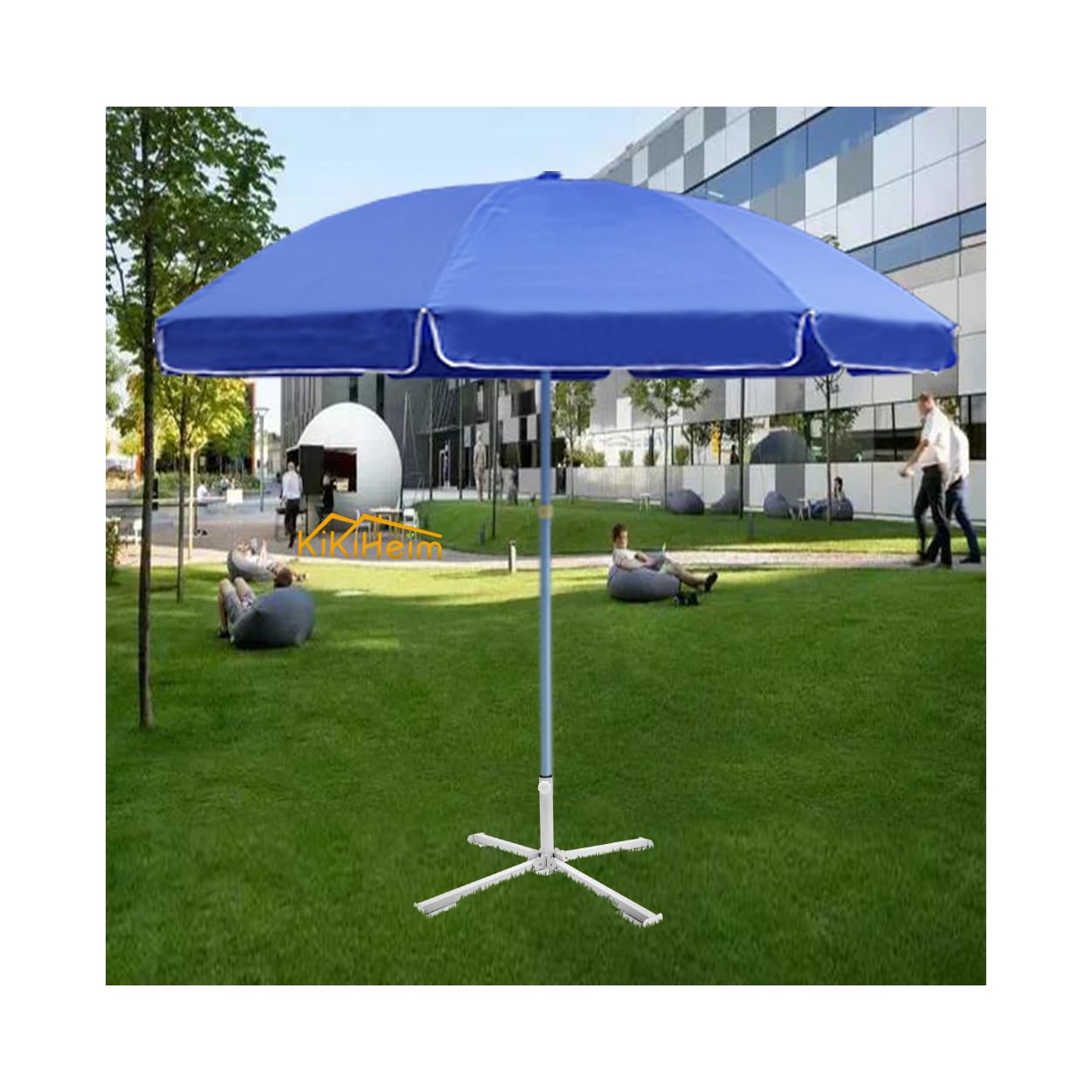 KiKiHeim Patio Umbrella Stand Outdoor Base, Portable Foldable Beach Umbrella Stand, Rust Free Tempered Iron Umbrella Base Holder, White