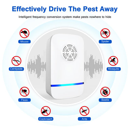 FTOTL 2026 Upgrade Ultrasonic Pest Repeller 6 Pack, Plug-in Indoor Pest Control for Mice, Roaches, Spiders & Other Common Household Pests, Safe for Children & Pets