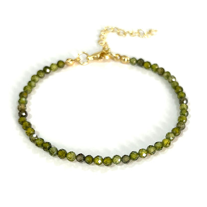 Withgenes Women's Bracelets Trendy Gemstone Bead Bracelet Crystals And Healing Stones Adjustable Gold Plated Bracelets Pretty Boho Jewelry Gifts for Women, Olive Green
