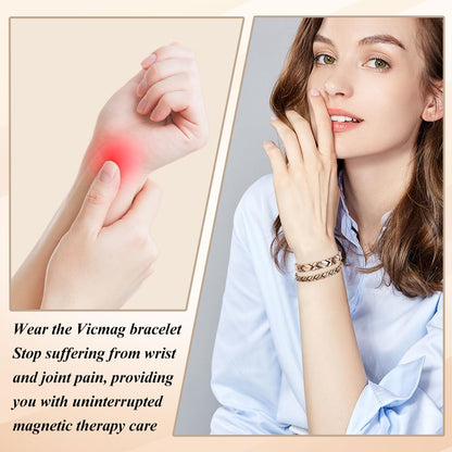 Vicmag 2PCS Copper Magnetic Bracelet for Women 99.9% Solid Pure Copper Strong Magnets Jewelry Gift Adjustable Length