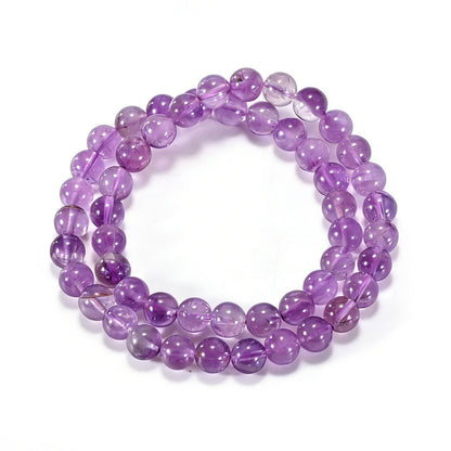 Aluckiss 8mm Amethyst Beaded Bracelet for Women Men Natural Round Beaded Amethysts Stone Healing Stretch Bracelets Elastic Handmade Polished Gemstone Beads Bracelet
