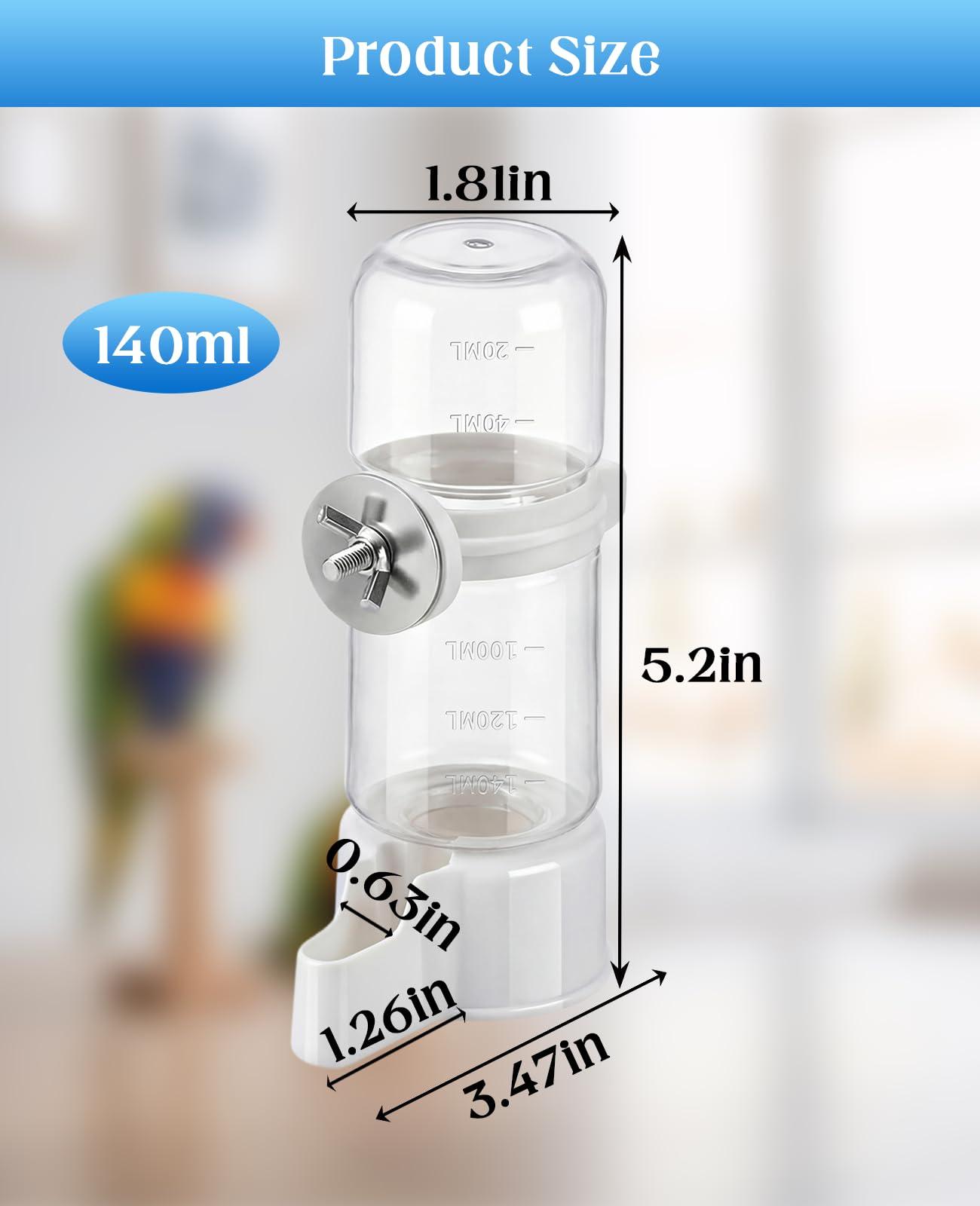 DAWZMR 2 PCS Automatic Bird Cage Water Dispenser, Parakeet Parrot Feeder Hanging Drinking