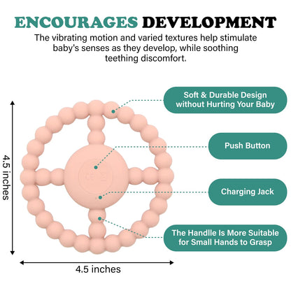 Teething Rings - Baby Teether Toys for Babies 6-18 Months - Vibrating Silicone Baby Chew Toys - Safe Teethers for Soothing Sore Gums - Support Speech- Waterproof Baby Teething Toys for Boys and Girls
