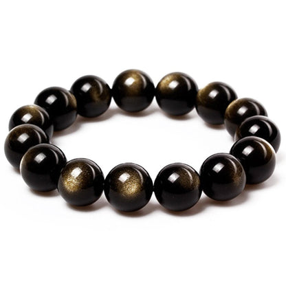 JAJAFOOK Tibetan 28 Mala Bead Gold Obsidian Buddhist Buddha Prayer Beads Bracelet,Stretch String,Unisex