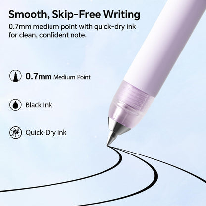 WRITECH Morph Extendable Gel Pens: 0.7mm Medium Point Black Ink Pocket-to-Full-Size Design Translucent Soft Grip Barrel Includes 2 Pens and 2 Refills Dual-Length Pocket Pen 4.6" to 6.1"