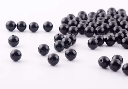 Natural Stone Beads 100pcs 10mm Black Obsidian Round Genuine Real Stone Beading Loose Gemstone Hole Size 1mm DIY Charm Smooth Beads for Bracelet Necklae Earrings Jewelry Making (Black Obsidian, 10mm)