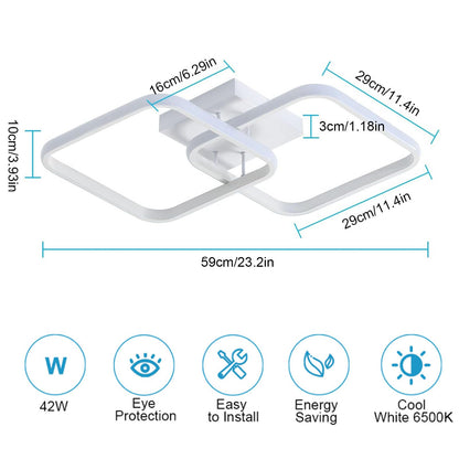 DELIPOP 23 Inch Modern LED Ceiling Light, 42W 6500K Flush Mount Ceiling Light, Acrylic Ceiling Lamp for Hallway, Living Room, Dining Room, Kitchen, Bedroom
