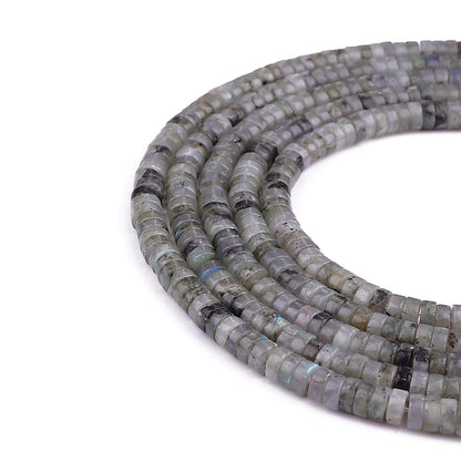 BEADIA Natural Spectrolite Spacer Beads Caps Loose Semi Gemstone for Beading Jewelry Making 6mmx3mm 38cm