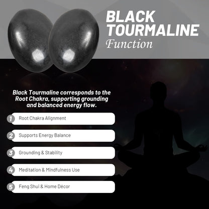 Black Tourmaline Palm Stone-2 Pcs Black Tourmaline Pocket Energy Stones, Smooth Healing Crystal Worry Stone (Black Tourmaline(2pcs))