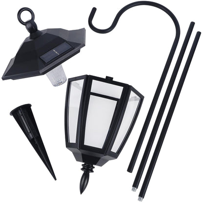 Dynaming 2 Pack Solar Hanging Lights Outdoor, Solar Powered Garden Decorative Lanterns with 2 x 38 Inch Shepherd Hooks, Waterproof Landscape Lighting for Lawn Patio Yard Pathway Driveway, Warm White