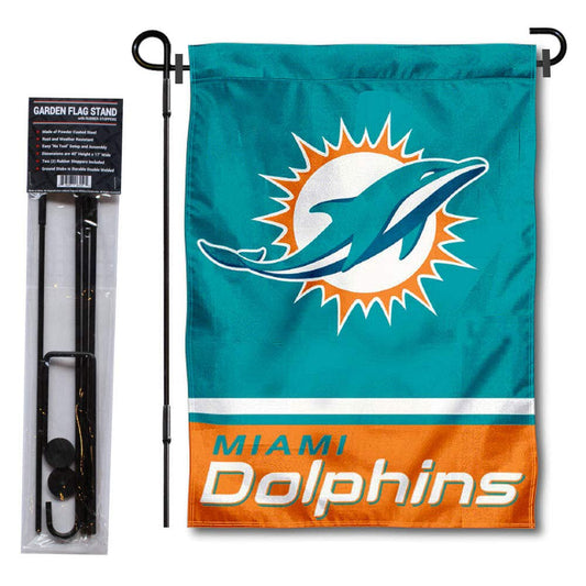 Miami Dolphins Garden Flag with Stand Holder