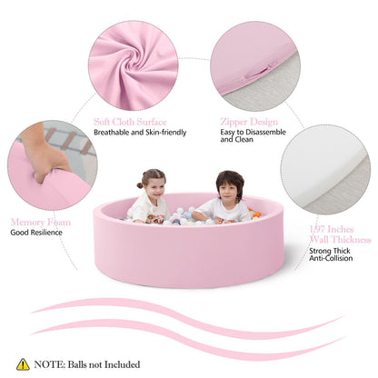 SHJADE Ball Pit for Toddlers, 35.4"x 11.8" Foam Ball Pits, Indoor Soft Round Baby Playpen for Children, Ideal Gift for Toddlers, Pink, (Balls not Included)