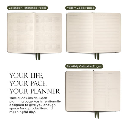 Anecdote Daily Planner w/ 2026-2027 Calendar | Start Anytime 26 Weeks Undated | 1 Page per Day | 8.5" x 5.2" | Hardcover To-Do List Organizer, Plan Your Success, Achieve Productivity Goals (Evergreen)