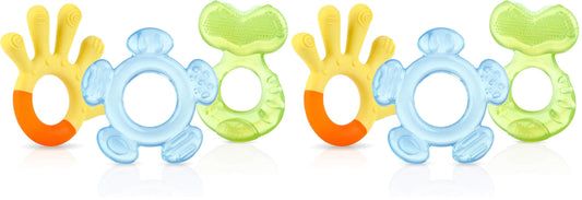 Nuby Three Step Teether Set | 3 Pack | 3m+ | Soft and Hard Teething Surfaces (Pack of 6)