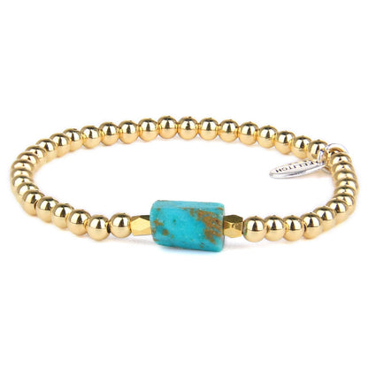 KELITCH Women Silver Stretch Bracelets Turquoise Beaded Bracelet Agate Crystal Cuff Bracelets