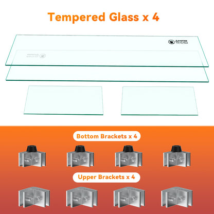 Skyflame 30 x 14 Inches Rectangular Fire Pit Glass Wind Guard for Outdoor