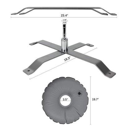 QSUM Cross Base Stand for Feather Flag, Feather Flag Weights Base, Stainless Steel Stand (Silver)