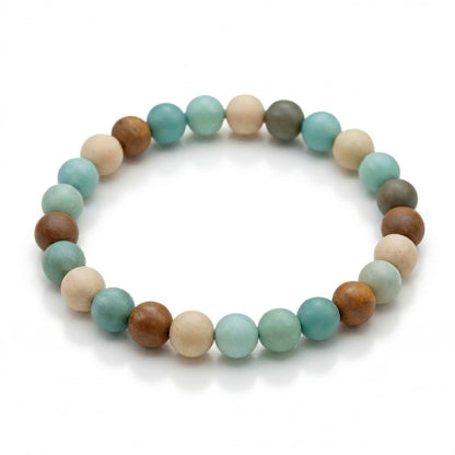 Kryllite Crystal Bracelets, Bracelet for Women, Nature Amazonite Crystal Stretch Elastic Bracelet, Nature Gemstone-8mm, Healing Stone Bracelets, Turquoise Jewelry Gifts for Women, Holiday