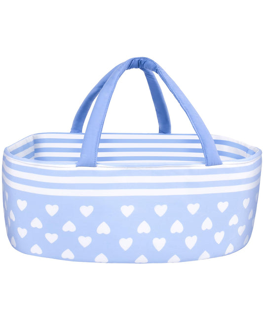 Aori Reborn Baby Dolls Bassinet - Baby Doll Carrier Bed Soft Doll Carrier Accessories with Handle for 17-22 inches Newborn Girls (Blue)