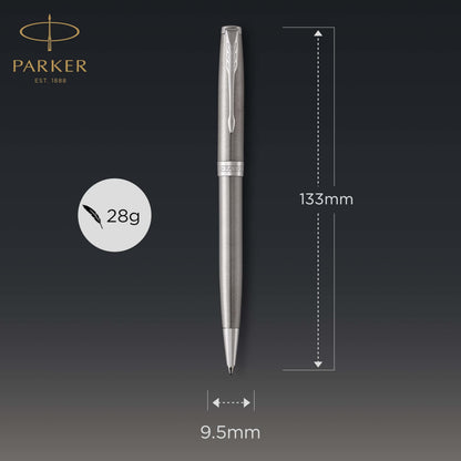 PARKER Sonnet Ballpoint Pen, Stainless Steel with Palladium Trim, Medium Point Black Ink (1931512)
