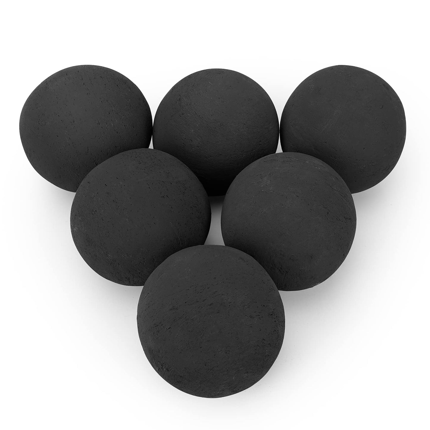 Stanbroil Ceramic Balls - 5” Round Fire Stones for Fire Pit Fire Bowl and Fireplace - Set of 6, Black