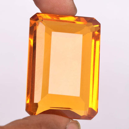 GEMHUB Jewelry Making Yellow Citrine 76.50 Ct Emerald Cut Loose Yellow Citrine, Faceted Birthstone Yellow Citrine Gem