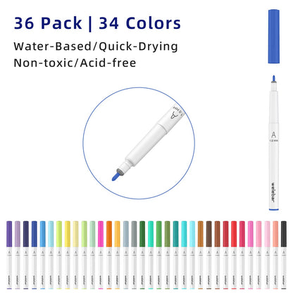Welebar 1.0 Tip Pen Set Compatible with Cricut Maker 3/Maker 4/Maker/Explore 3/4/Air 2/Air, Premium Marker Pen Set of 36 Pack Medium Point Pens for Writing, Drawing, DIY Crafts