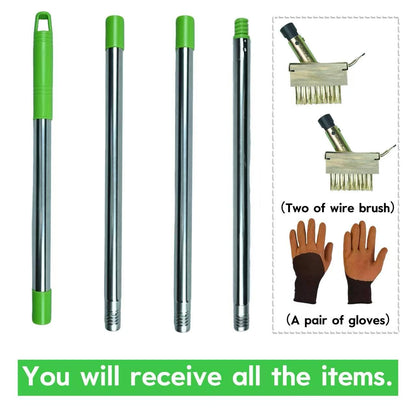 Deck Moss Cleaning Tool, Featuring a 63-inch Adjustable Handle, Includes 2 Replaceable Brush Heads and Gardening Gloves, Suitable for Crevice Cleaning, Moss Killer, and roof Moss Killer