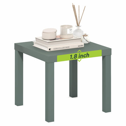Furinno Classic Side Table, Square Modern End Table with 1.8" Triple Thick Tabletop, Simple Night Stand, Bedside Table, Toolless Assembly, for Living Room, Bedroom, Sage Green
