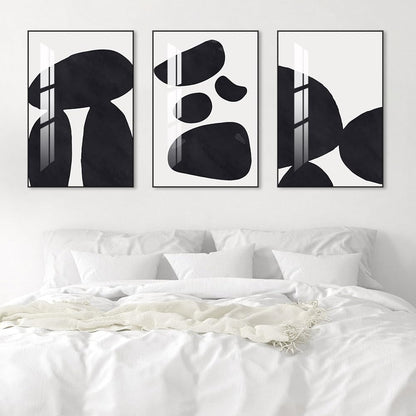 Abstract Wall Art Prints, Framed Wall Art for Living Room, Bedroom, Dining Room, Nursery, Office, Kitchen, Bathroom (Black, 24"X 32" X 3 panel)
