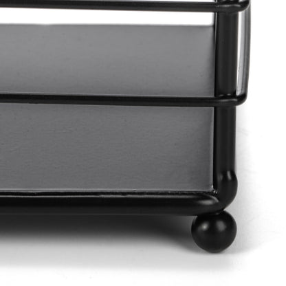 Noamus Metal Magazine Rack, Newspaper Book Tablet Storage Basket, File Holder Mail Organizer Bin with Handles, Iron Wire Black Folder Stand Holder for Home Office Bathroom Bedroom Den Living Room