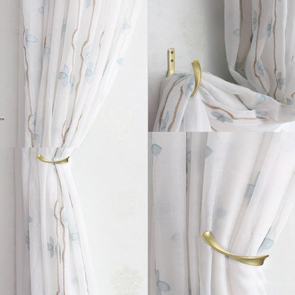 Sumnacon 2 Pcs Aluminum Alloy Curtain Holdbacks - Decorative Wall Mounted Drapery Tiebacks with Screws, Heavy Duty Window Treatment Holdbacks for Home Decor, Gold