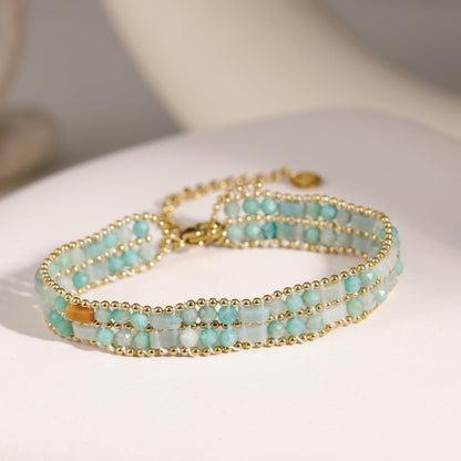 POMODA Boho Bracelets for Women Chakra Stackable Bohemian Bracelet Stack Energy Gemstone Crystal Healing Layered Summer Vacation Natural Stone Handmade Beach Jewelry for Women