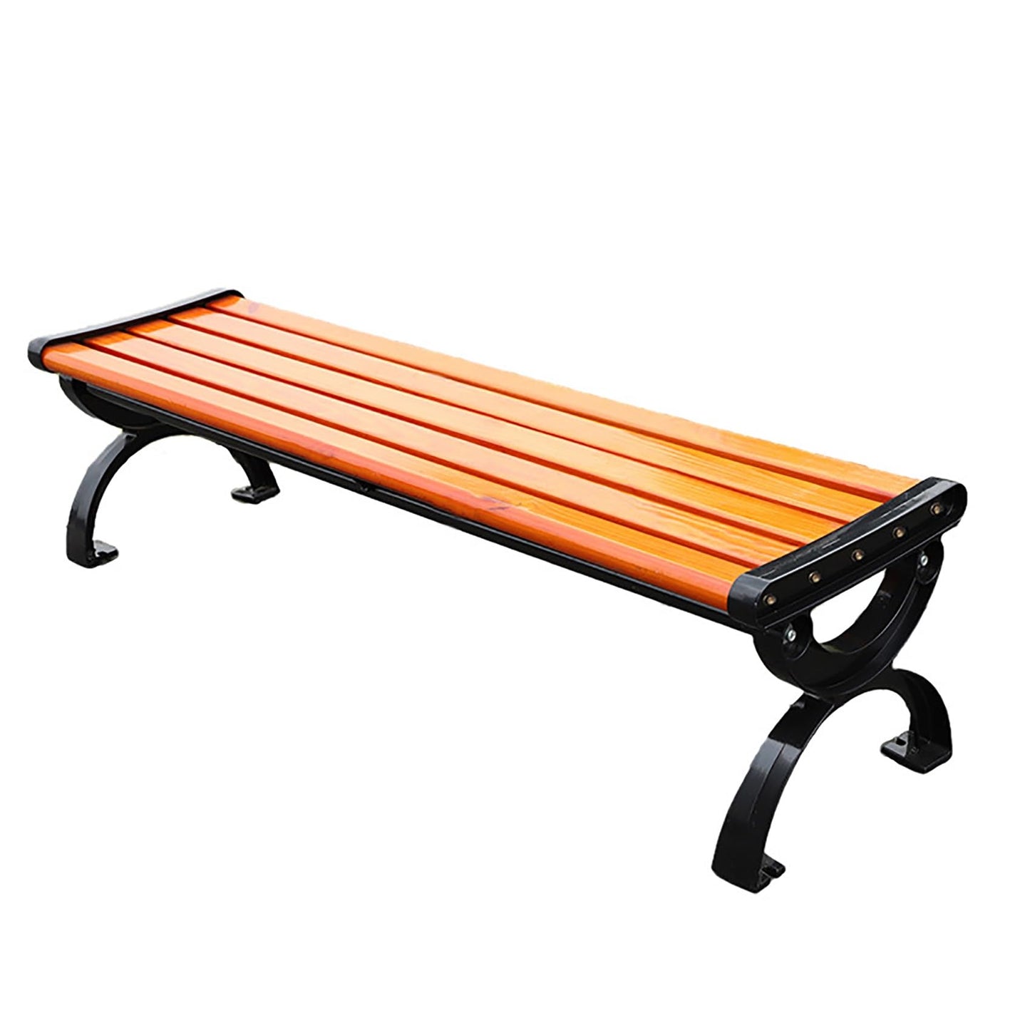 Hlaoxins 67 Inch Outdoor Backless Garden Bench, Solid Pine Wood Slats with Heavy-Duty Aluminum Frame, Weatherproof Patio Bench for Yard, Courtyard, Park, 2-3 Seater Modern Outdoor Dining Bench