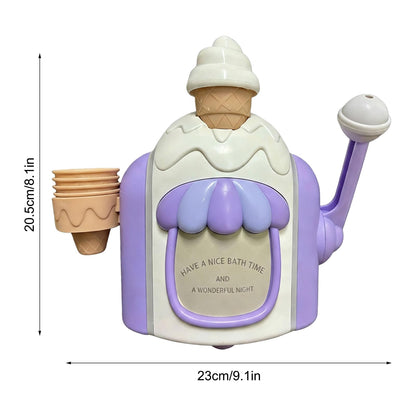 Bath Play Toy - Ice Cream Educational Water Toy, Bubble Maker Fun Accessory, Sturdy Safe Material, Easy Clean Design, Promotes Sensory Learning, Kids Shower Pool Use 9.06x3.15x8.07 Inches