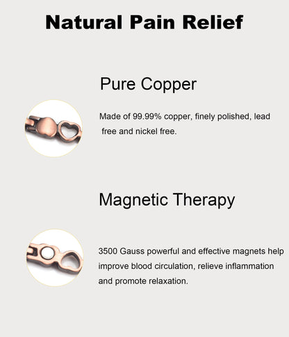 UtenoTureH Copper Anklet for Women for Arthritis, 99.99% Pure Copper Jewelry Lovely Heart Design with Adjust Tool