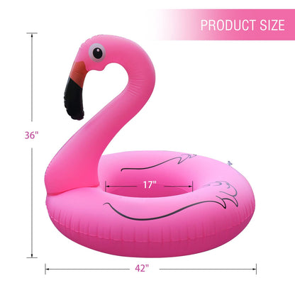 FlyfreeU Flamingo Inflatable Pool Floats with Lights, Solar Flamingo Pool Floats for Adults, 42 Inch Pool Float Lake Beach Floaty, Swimming Pool Float Raft Lounge for Adults Party Water Fun