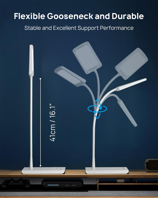 TROND Desk Lamp, Bright Dimmable Eye-Caring Table Lamp, 3 Color Modes 7 Brightness Levels, Flexible Gooseneck, Touch Control, Memory Function, Desk Light for Home Office Dorm Room Essentials