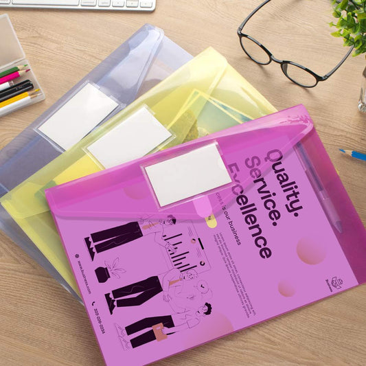 Sooez 36 Pack File Folders, Clear Poly Envelopes Plastic Folders, Folder for Documents Letter A4 Size with Label Pocket, Teacher School Office Supplies Organization Storage, Assorted Color