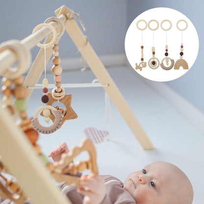 Toddmomy 4Pcs Wood Toys Wooden Hanging Toy Wood Activity Pendant Hanging Sensory Nursery Decor