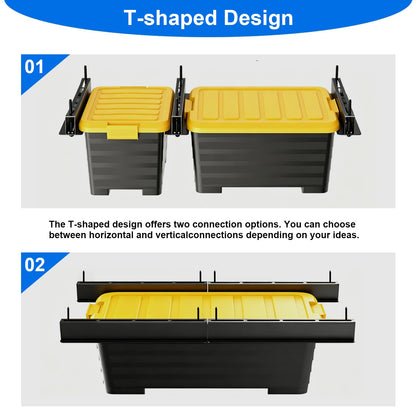 Demimy Overhead Garage Storage Rack, Heavy Duty Ceiling Mount Bin Holder for 7-27 Gallon Tote Storage Container Bins, 17-Inch Black Metal Rails for Organization Shelving System, Iron Material, 6 Pack