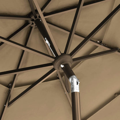 EliteShade USA 10-Year-Non-Fading 9ft 3-Tier Market Patio Umbrella, Commercial Grade Outdoor Table Umbrella with Crank Open, Windproof & UPF 50+ UV Protection, Heavy Duty Ventilation for Garden, Deck, Pool, Backyard, Beach & Bistro, Heather Beige