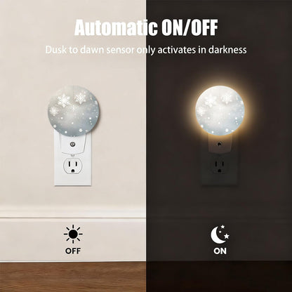 Olikked Plug-in Winter Wonder Snowflake Scene Night Light Snowy Landscape Nightlight with Dusk to Dawn Sensor, Auto On/Off 0.5W Energy-Saving LED Lighting for Men Women Boys Girls Gift