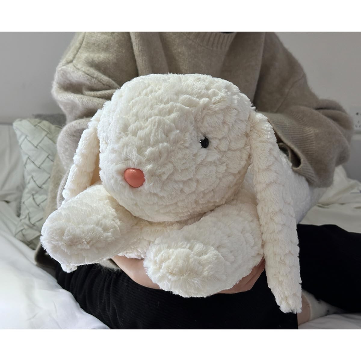 Hofun4U Rabbit Plush Pillow, Rabbit Stuffed Animal, Rabbit Plush Long Body Pillow for Kids Adults (White,35 inch)