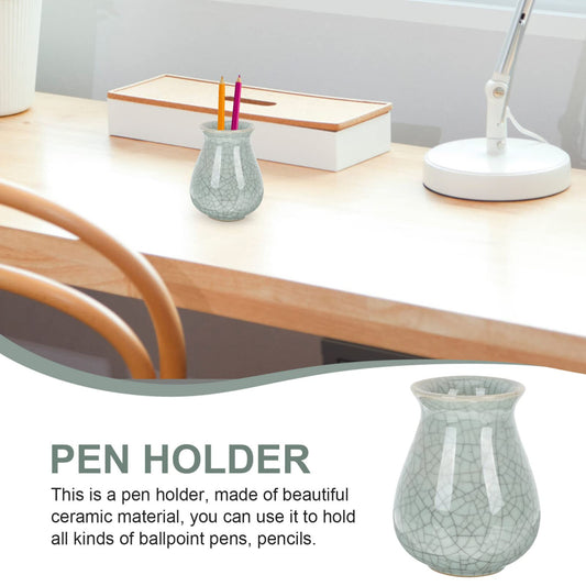 Angoily Vintage Pen Holder for Desk Ceramic Stationery Storage Organizer 3.15 Inch Pencil Holder for Office Study Room and Home Use