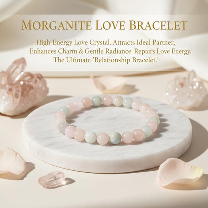 The Vida Handmade AAA+ Quality Crystal Stretch Elastic Bracelet - Nature Gemstone - Jewelry Gift - Holiday Gift - For Women & Men (Morganite)