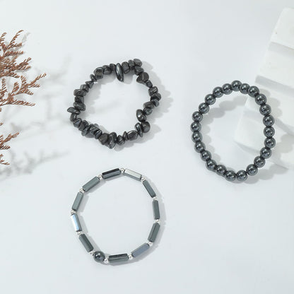 IVY TAILI 3 Pcs Black Hematite Bracelet for Women 8mm Hematite Crystal Bracelet for Women Hematite Jewelry Natural Healing Protection Stone Bracelets Beaded Bracelets Gift for Men Women