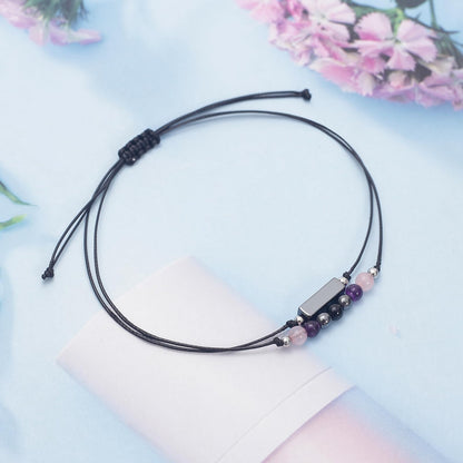 MTJAHPS Protection Bracelet, empath protection, black obsidian Crystals and Healing Stones Bracelet for Women ，Luck ，Anxiety and Stress Clam Bracelet (Empath Protection)