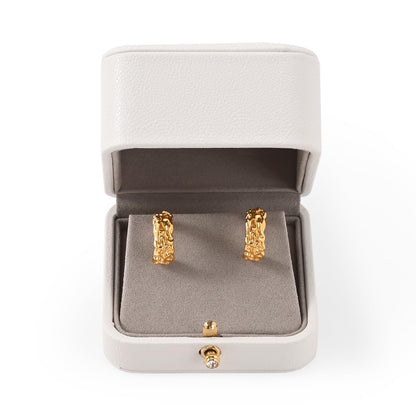 Woodten White Leather Earrings Pendant Gift Box Microfiber Interior Earrings Box for Valentines